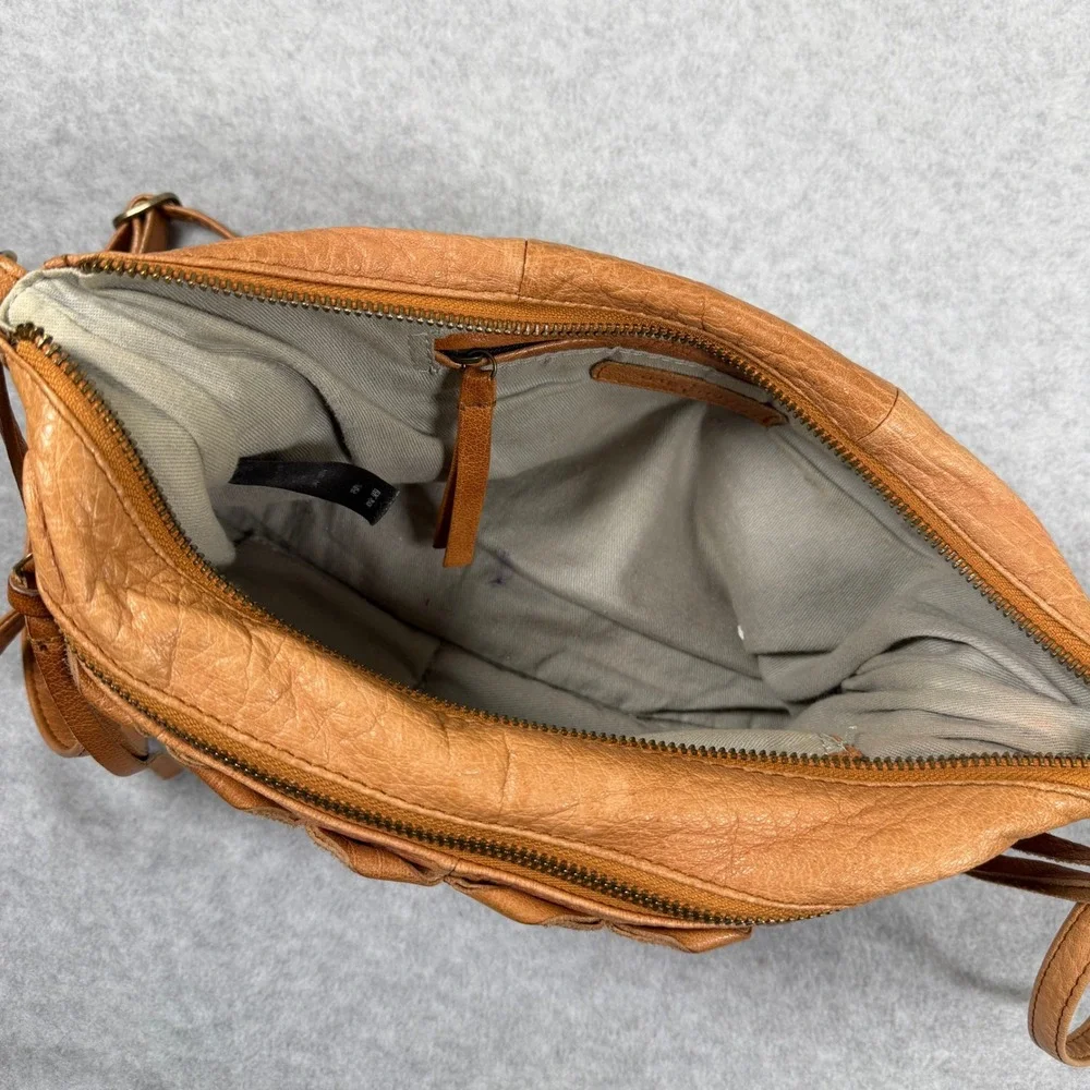 Day & Mood Linny Crossbody Bag Tan Leather Woven Chevron Anthropologie Boho